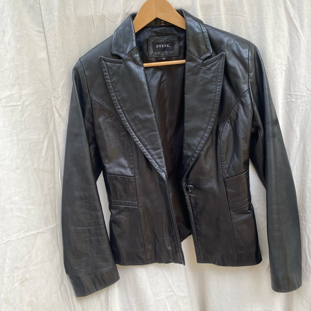 GUESS Women's Black Leather Jacket
